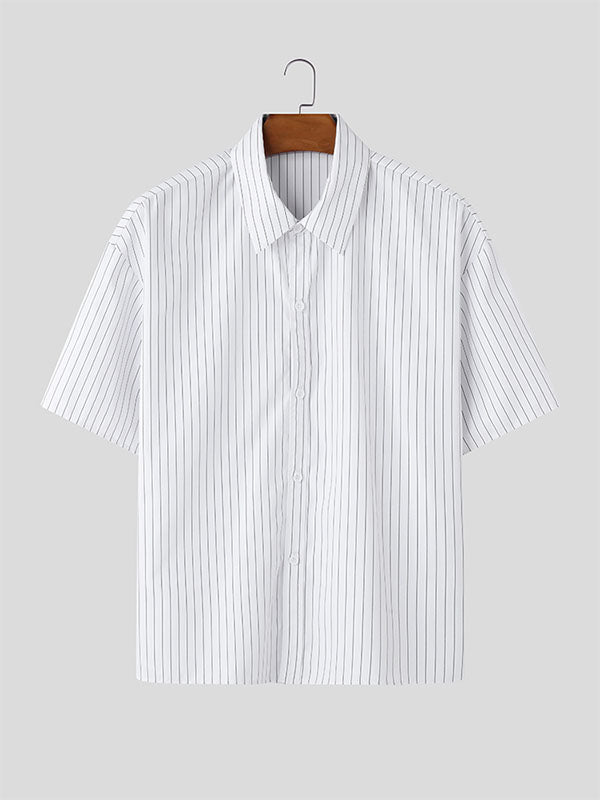 Mens Striped Cropped Short Sleeve Shirt SKUL07800