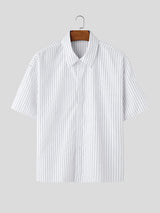 Mens Striped Cropped Short Sleeve Shirt SKUL07800