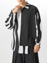 Mens Striped Patchwork Long Sleeve Shirts SKUG63001