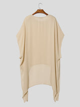 Men's High Street Loose Solid Asymmetrical Hem Long Poncho Tunic Cape SKUL76768