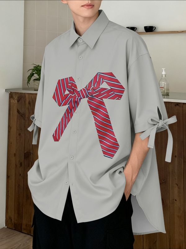 Men's Bow Tie Print Half Sleeve Shirt SKUL41039