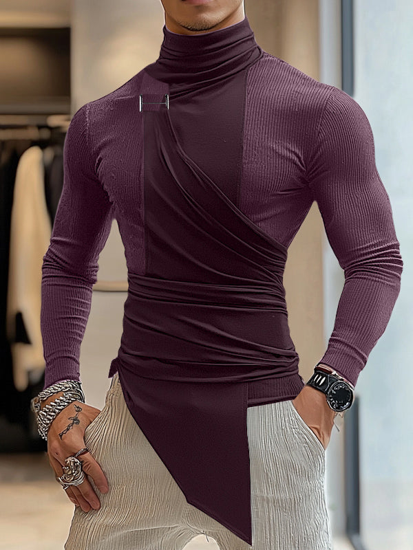 Mens Deconstructed Metal Button Long-Sleeve T-Shirt SKUK83283