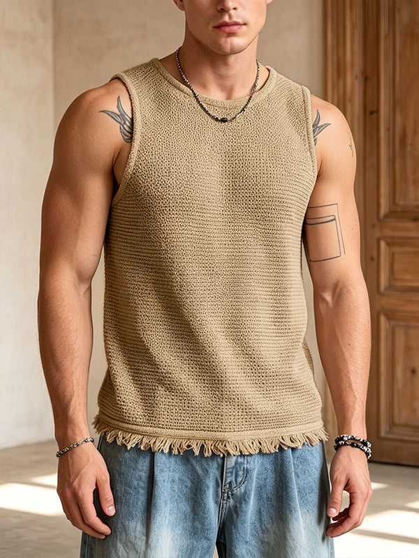 Men's Avant-Garde Split Back Textured Tank SKUL54717