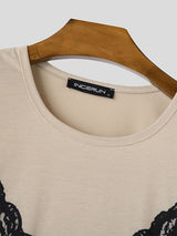 Mens Lace Print Knit Long-Sleeve T-Shirt SKUL02082