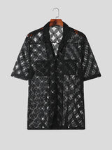 Mens Lace See Through Short Sleeve Shirt SKUK15299