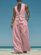 Mens Solid Color Loose Two Pieces Outfit SKUL18946