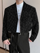 Men's Jacquard Texture Cropped Long Sleeve Blazer SKUL25814