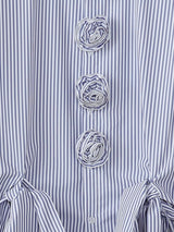 Men's 3D Floral Decor Striped Bow Long Sleeve Shirt SKUL47643