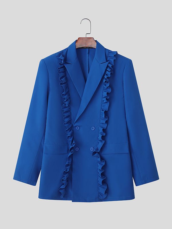 Men's French Ruffle Patchwork Long Sleeve Blazer SKUL43666