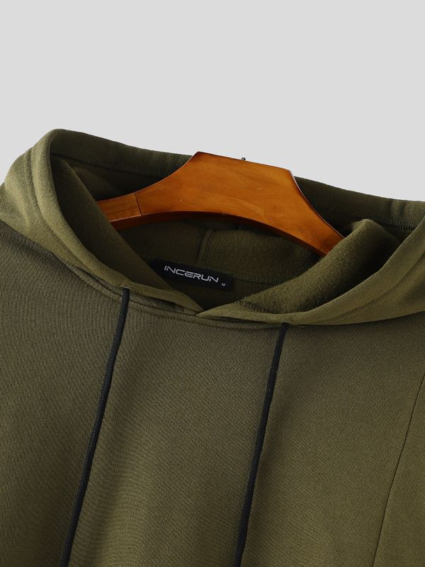 Men's Contrast Color Patchwork Button Long Sleeve Hoodie SKUL35244