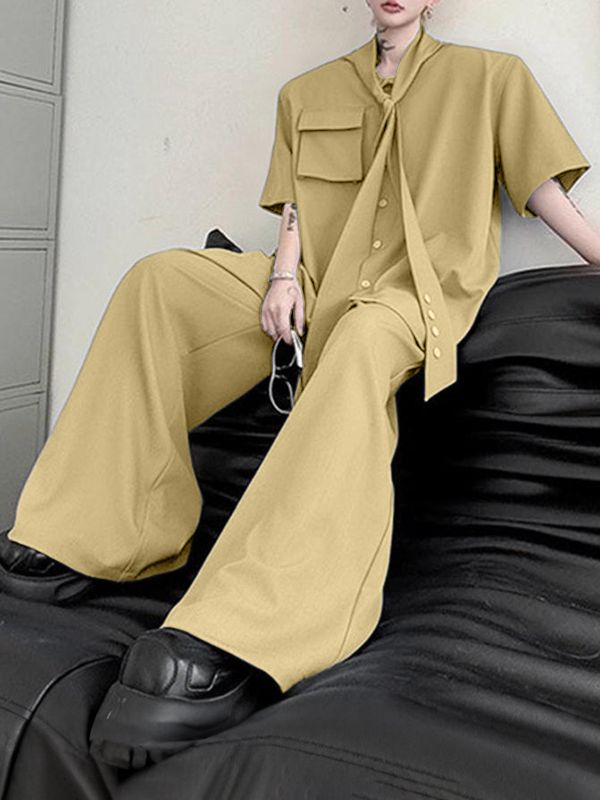 Men's Knotted Tie Casual Two Pieces Outfit SKUL37260