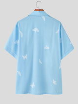 Men's Butterfly Print Contrast Short Sleeve Shirt SKUL20046