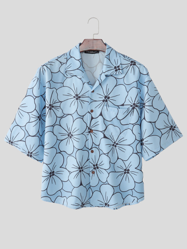 Men's Floral Print Short Sleeve Shirt SKUL20223