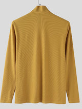 Men's Knitted Texture Half Zip Long Sleeve T Shirt SKUL35084