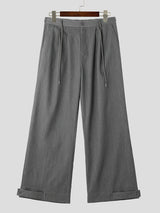 Mens Solid Button Design Casual Pants SKUK46904