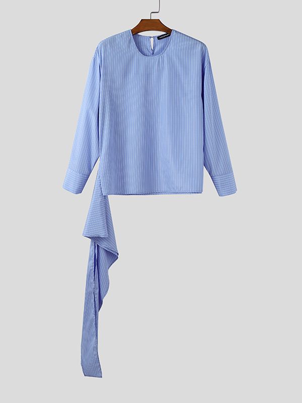 Men's Striped Tie Long Sleeve Shirt SKUL41321