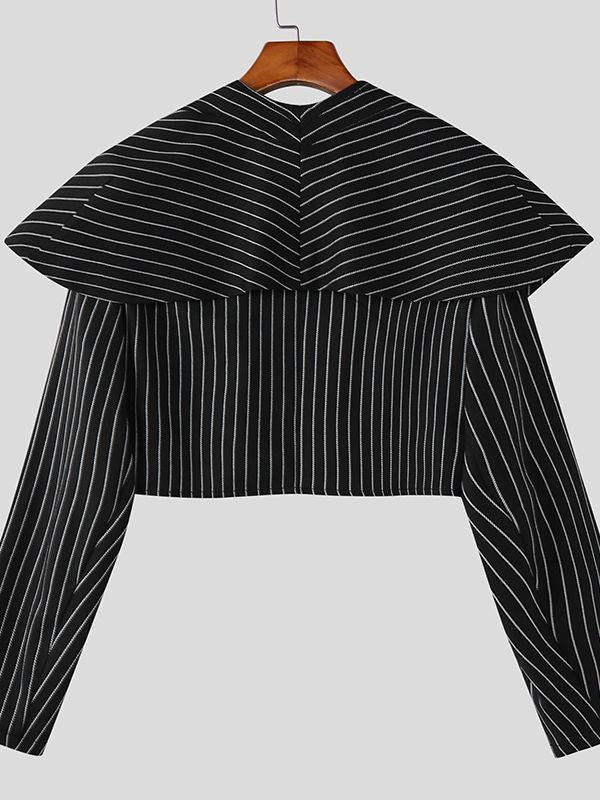 Men's Stripe Cropped Long Sleeve Blazer SKUL46407
