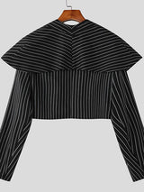 Men's Stripe Cropped Long Sleeve Blazer SKUL46407