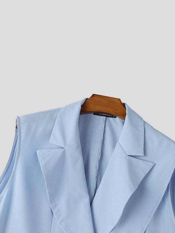 Men's Avant-Garde Asymmetric Draped Longline Blazer SKUL68220