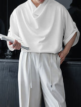 Men's Loose Slouchy Neck Half Sleeve Shirt SKUL38093