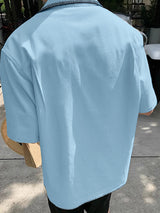 Mens Colorblock Cuban Collar Short Sleeve Shirt SKUL11573