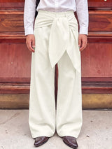 Men's Avant-Garde Runway Waist Tie-Up Ribbon Exaggerated Floor Length Wide Leg Pant SKUL83480