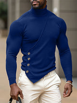 Men's Irregular High Neck Long Sleeve T-Shirt SKUL31987