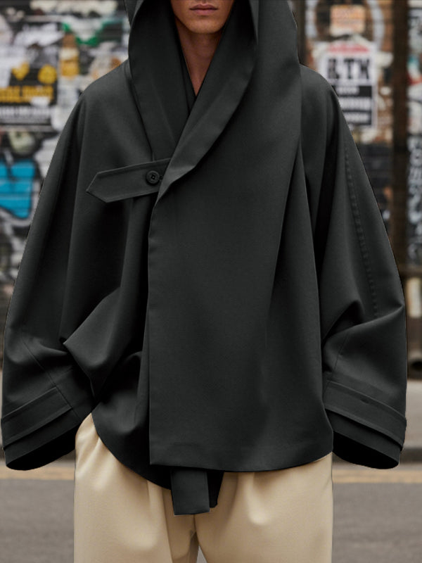 Men's Solid Color Deconstructed Hooded Long Sleeve Jacket SKUL45352