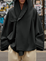 Men's Solid Color Deconstructed Hooded Long Sleeve Jacket SKUL45352