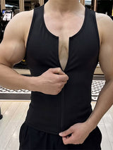 Men's Athletic Muscle Fit Full Front Zip Compression Tank SKUL73697