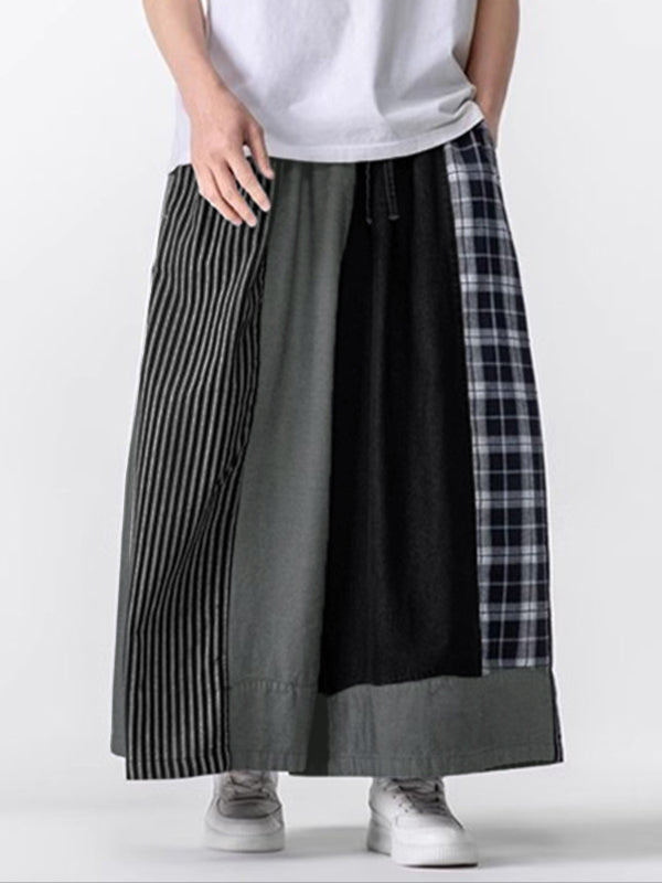 Men's Plaid Striped Colorblock Loose Pant SKUL24557