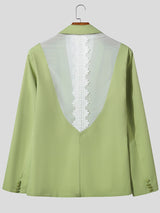 Men's Lace Patchwork Backless Long Sleeve Blazer SKUL24944