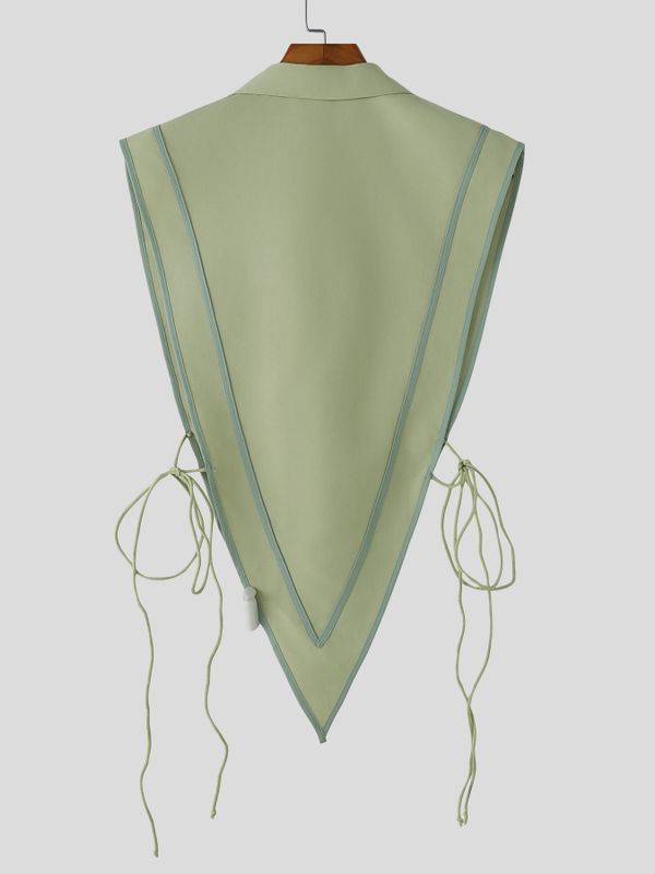 Men's Avant-Garde Open-Side Lace-Up Contrast Stripe Waistcoat SKUL54015