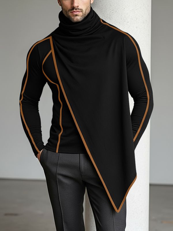 Men's Contrast Color Edge Knit Long Sleeve T-shirt SKUL43943