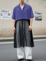 Men's Sheer Mesh Patchwork Short Sleeve Cardigan SKUL49877