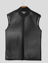 Mens Striped Sheer Mesh Zip Tank SKUL10766