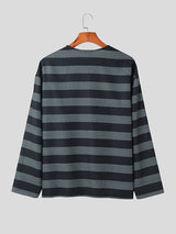 Mens Striped Snap Button Knit T-Shirt SKUK28445