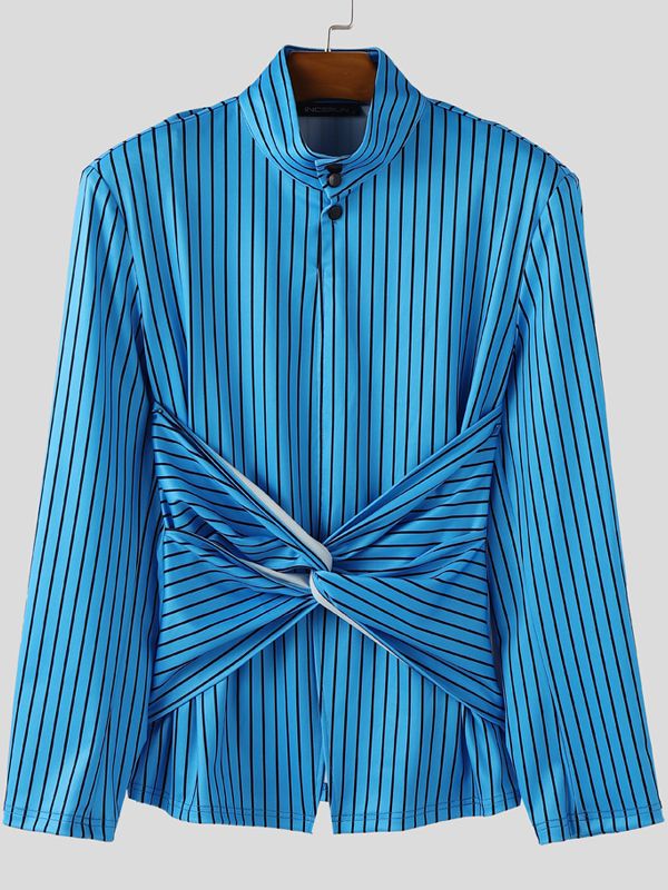 Men's Knot Design Stand Collar Long Sleeve Blazer SKUL37537