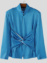 Men's Knot Design Stand Collar Long Sleeve Blazer SKUL37537