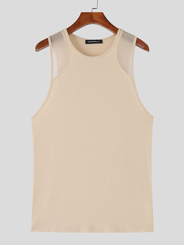 Mens Sheer Mesh Panel Casual Tank SKUL13945