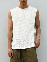 Men's Avant-Garde Hollow Out Crochet Knit Tank SKUL55434