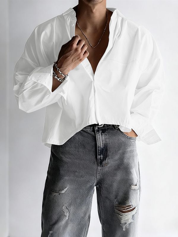 Men's Solid Color Casual Long Sleeve Shirt SKUL37283