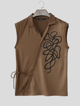 Men's Asymmetrical Placket Tie Casual Tank SKUL15370