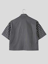 Mens Striped Colorblock Short Sleeve Shirt SKUL06487