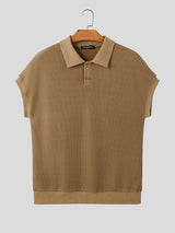 Mens Solid Color Mesh Short Sleeve Shirt SKUK94736