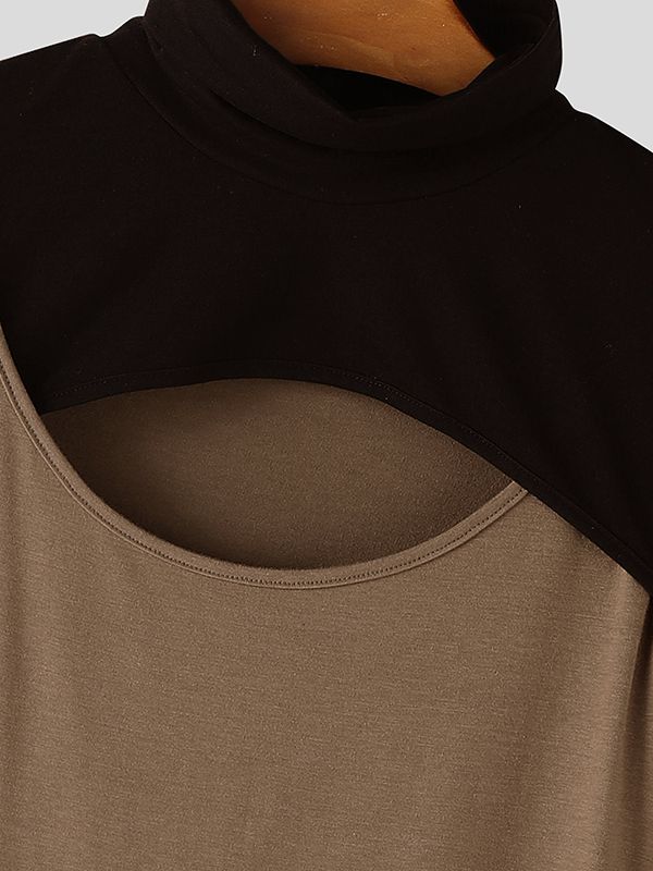 Men's Contrast Color Knit Long Sleeve T-shirt SKUL50771