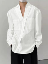 Men's Solid Color Casual Long Sleeve Shirt SKUL36217