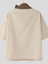 Men's Contrast Patchwork Striped Half Sleeve Shirt SKUL50091