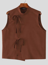 Men's Retro Oriental Style Mandarin Collar Tie-Front Asymmetrical Tank SKUL57075