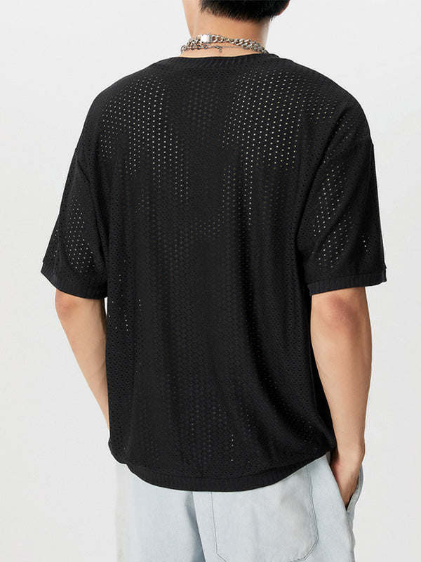 Mens Mesh Knit See Through Casual T-Shirt SKUK20221